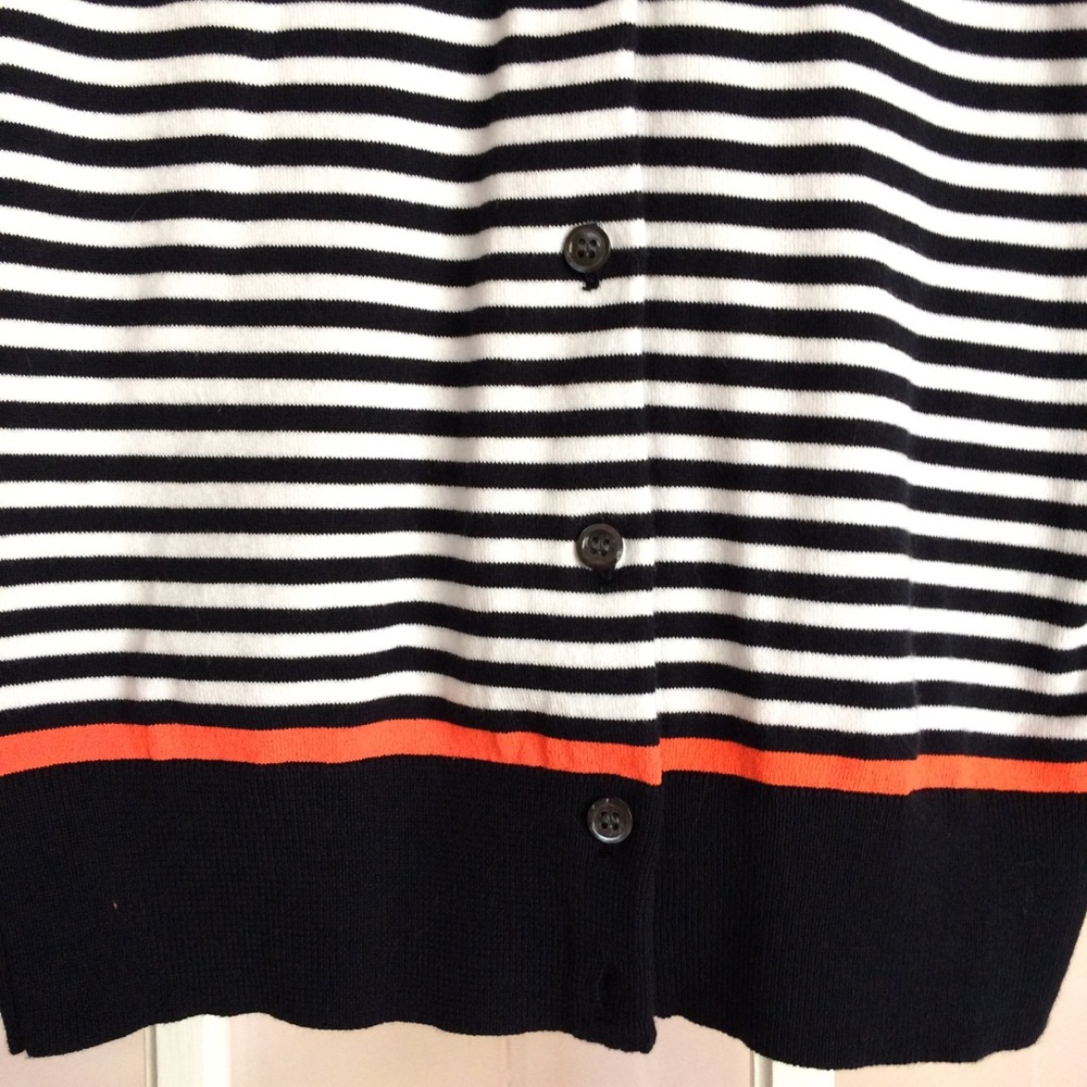 J. Crew Navy white orange striped Jackie cardigan - Picture 4 of 7